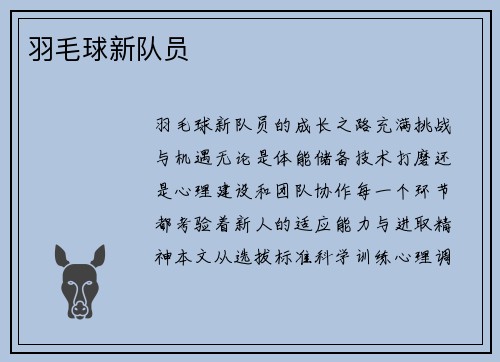 羽毛球新队员